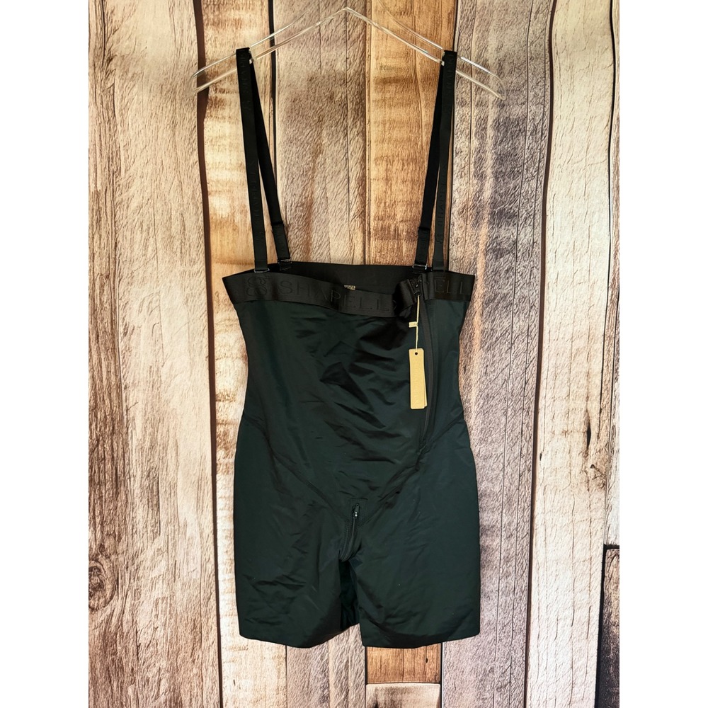 Shapellx Shapewear Bodysuit Open Gusset Tummy Control Black Compression XXL NWT
